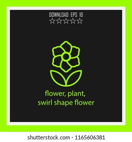 flower, plant, swirl shape flower vector icon