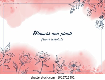 Flower and plants frame template 