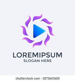 flower play button logo design