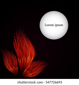 Flower of the plurality of luminous bands, composite petals bright saturated colors on a black background. Vector illustration