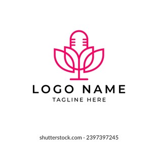 Flower podcast logo vector design for your company