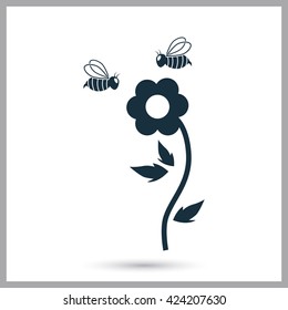 Flower pollination icon on the background