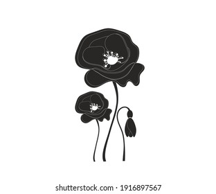 Flower (poppy) icon isolated on white background. Vector image.