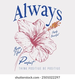 flower positive Vector illustration design for print, graphic, poster, sticker, fashion, t shirt, slogan tee. fashion style trend spring summer print optimist positive inspiration motivation