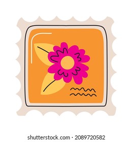 flower in postal seal stamp