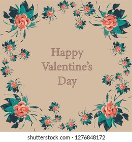flower postcard valentine's day CMYK printable vintage pastel palitra