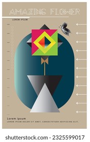flower poster, minimalistic design, book cover, t-shirt, creative design
