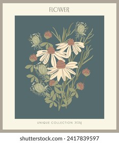 Flower poster in vintage style	