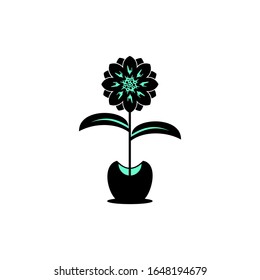 Flower in the pot abstract vector logo design – modern minimalist floral emblem with stylized plant in a pot, perfect for gardening businesses, florist shops, eco-friendly brands, home decor