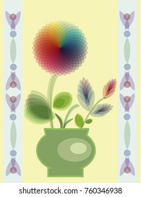 Flower in a pot, abstraction, background, illustration