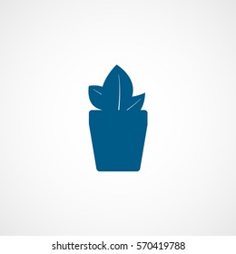 Flower In Pot Blue Flat Icon On White Background