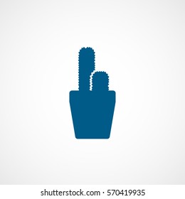 Flower In Pot Cactus Blue Flat Icon On White Background