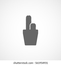 Flower In Pot Cactus Flat Icon On White Background