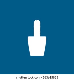 Flower In Pot Cactus Flat Icon On Blue Background