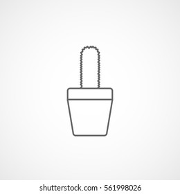 Flower In Pot Cactus Line Icon On White Background