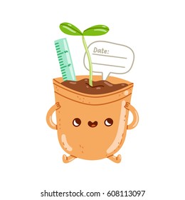 Flower pot character vector illustration