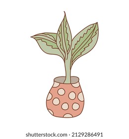 flower pot with circles isolated over white background. vector illustration