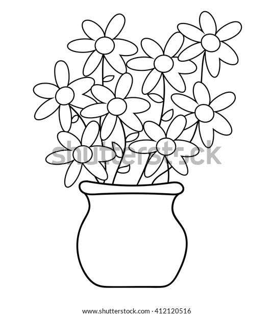Flower Pot Coloring Page Stock Vector (Royalty Free) 412120516