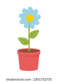Flower in pot concept. Icon for website. Element of decor and interior for home. Botany and floristry, horticulture. Symbol of spring and summer time of year. Cartoon flat vector illustration