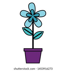flower in pot decoration white background vector illustration