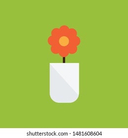 Flower pot with different flowers set, flat style. Flowerpot Collection