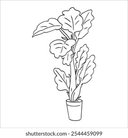 flower in a pot doodle Hand drawn Linear Vector illustration
