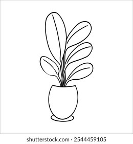 flor en una maceta doodle Dibujado a mano Ilustración vectorial lineal