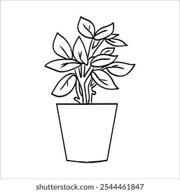 flower in a pot doodle Hand drawn Linear Vector illustration