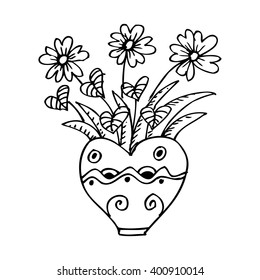 Flower Pot Doodle, a hand drawn vector doodle illustration.