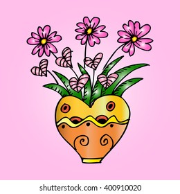 Flower Pot Doodle, a hand drawn vector doodle illustration.
