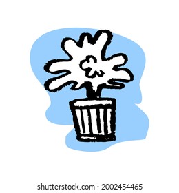 flower pot drawn by hand. to grow plants. garden