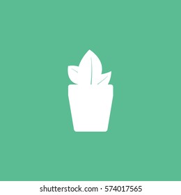 Flower In Pot Flat Icon On Green Background