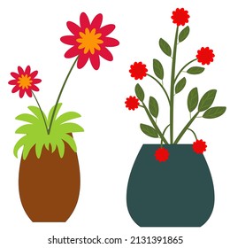 Flower in Pot Flat Illustration Vector