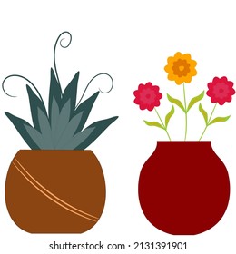 Flower in Pot Flat Illustration Vector