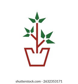 Flower in the pot flat logo vector design. Suitable for logo design, branding logo, product logo etc.