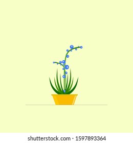 A flower in a pot. Flat painting. Vector illustration