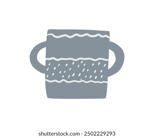 Flower pot in flat style. Plants, gardening. Hand drawn vector illustration.