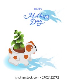 flower pot in the form of a dog, mother's day greeting