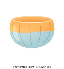 Flower pot in the form of a hemisphere with a smooth edge. Vector illustration on white background.