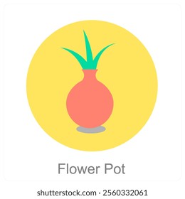 Flower Pot and garden icon concept