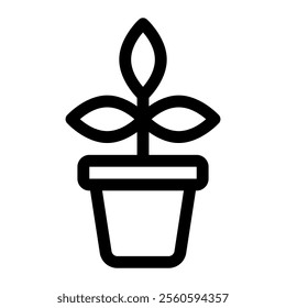 Flower pot garden icon with simple and line style