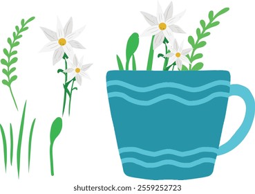flower and pot glass design vector