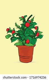 Flower pot graphic unique idea drawing effect illustration.