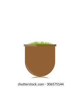 Flower pot with grass vector illustration