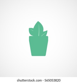 Flower In Pot Green Flat Icon On White Background