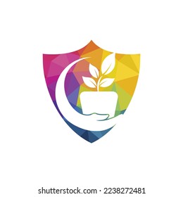 Flower pot in hand vector logo design. Garden care logo design concept.