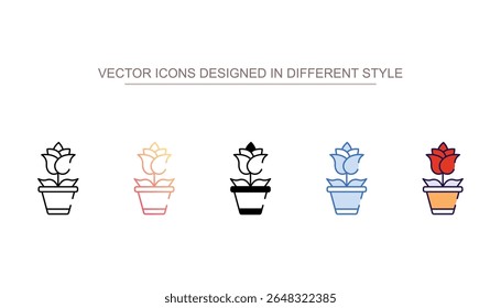 Flower Pot icon design with white background stock illustration