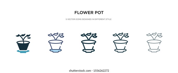 flower pot icon in different style vector illustration. two colored and black flower pot vector icons designed in filled, outline, line and stroke style can be used for web, mobile, ui