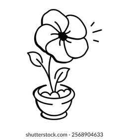 Flower pot icon in doodle style 

