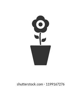 Flower in Pot. Icon Flat
